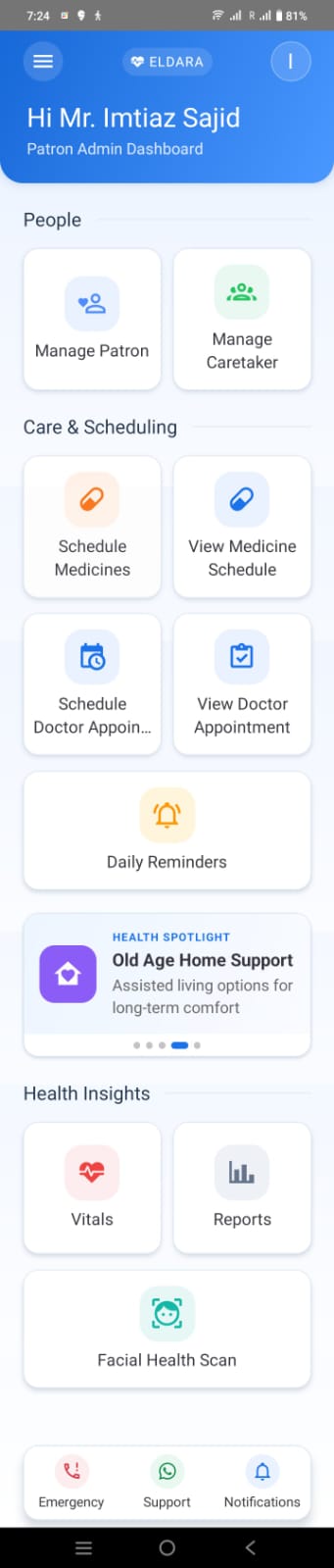 ELDARA patron admin dashboard